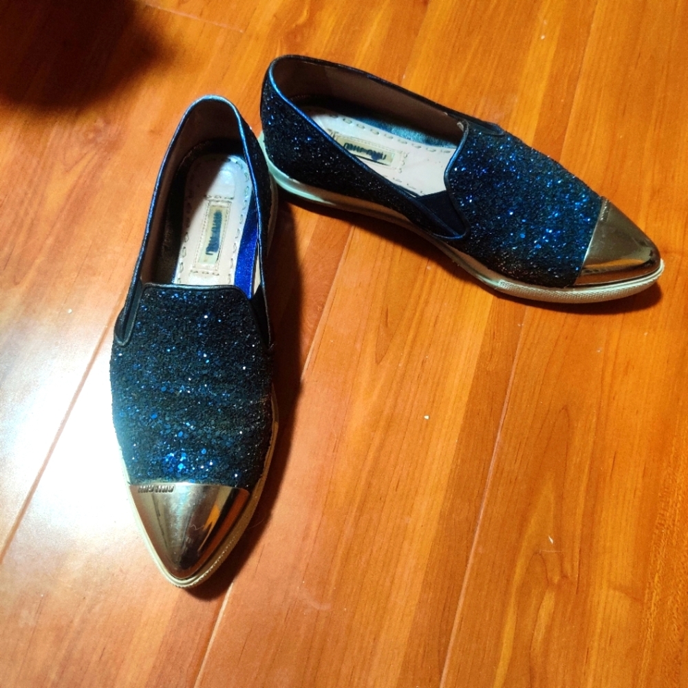Miu Miu glitter metal cap toe sneaker slip on limited edition